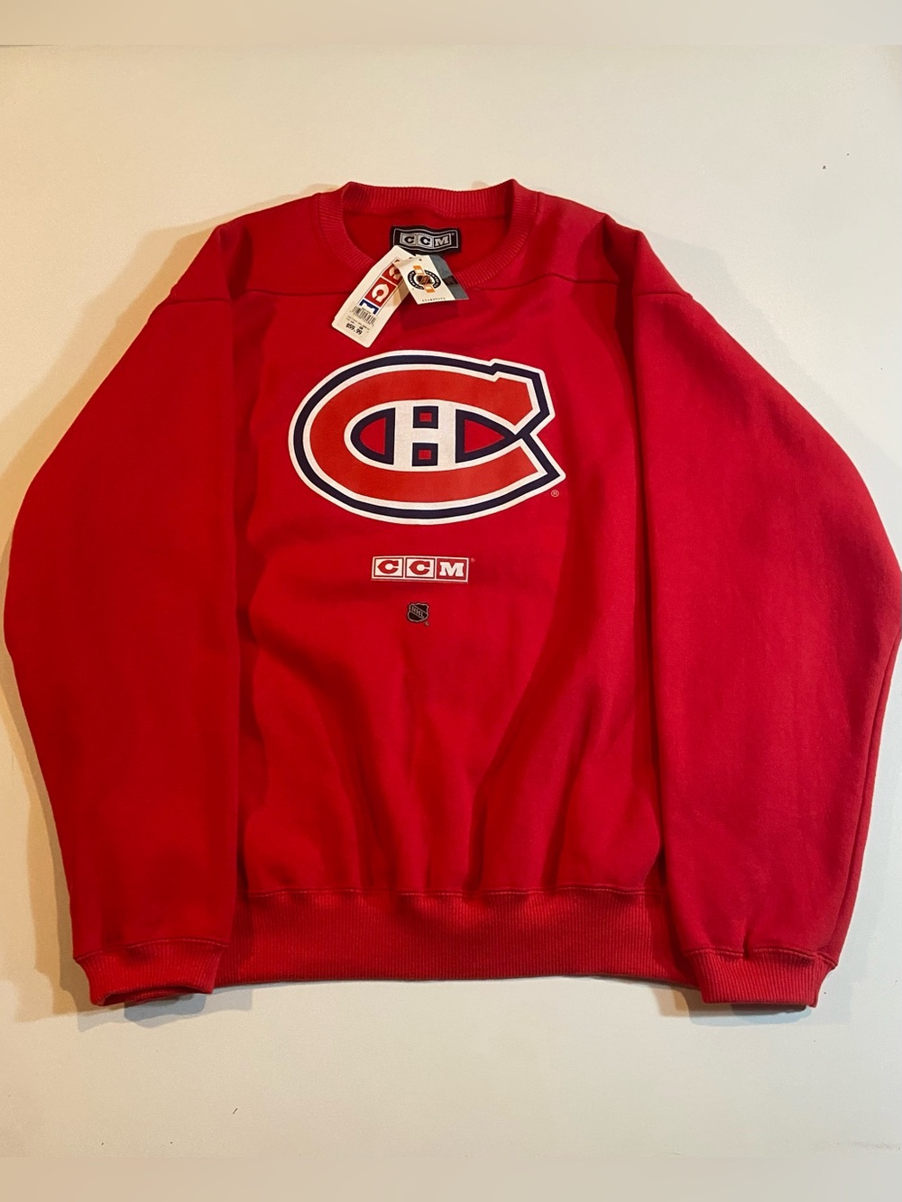 Vintage 90s NWT CCM Red Montreal Canadiens Crewneck with Team Crest